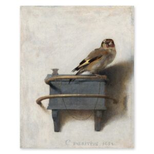 the goldfinch print - vintage bird art, farmhouse art print, dutch trompe l'oeil - unframed