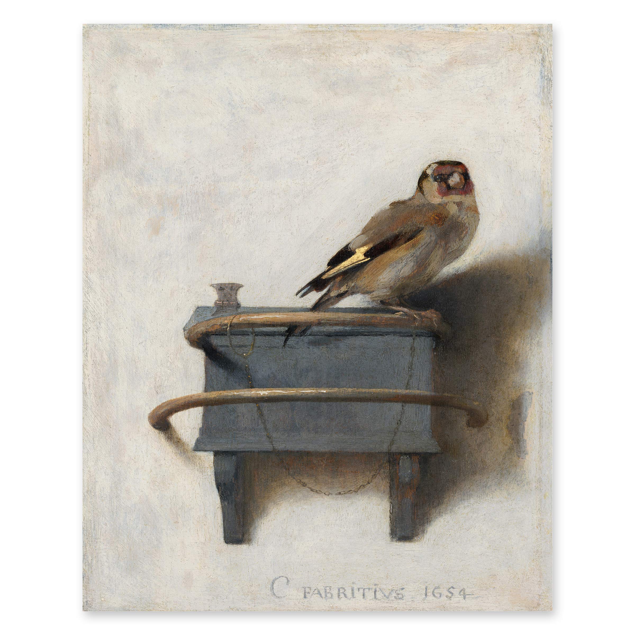 The Goldfinch Print - Vintage Bird Art, Farmhouse Art Print, Dutch Trompe L'oeil - Unframed