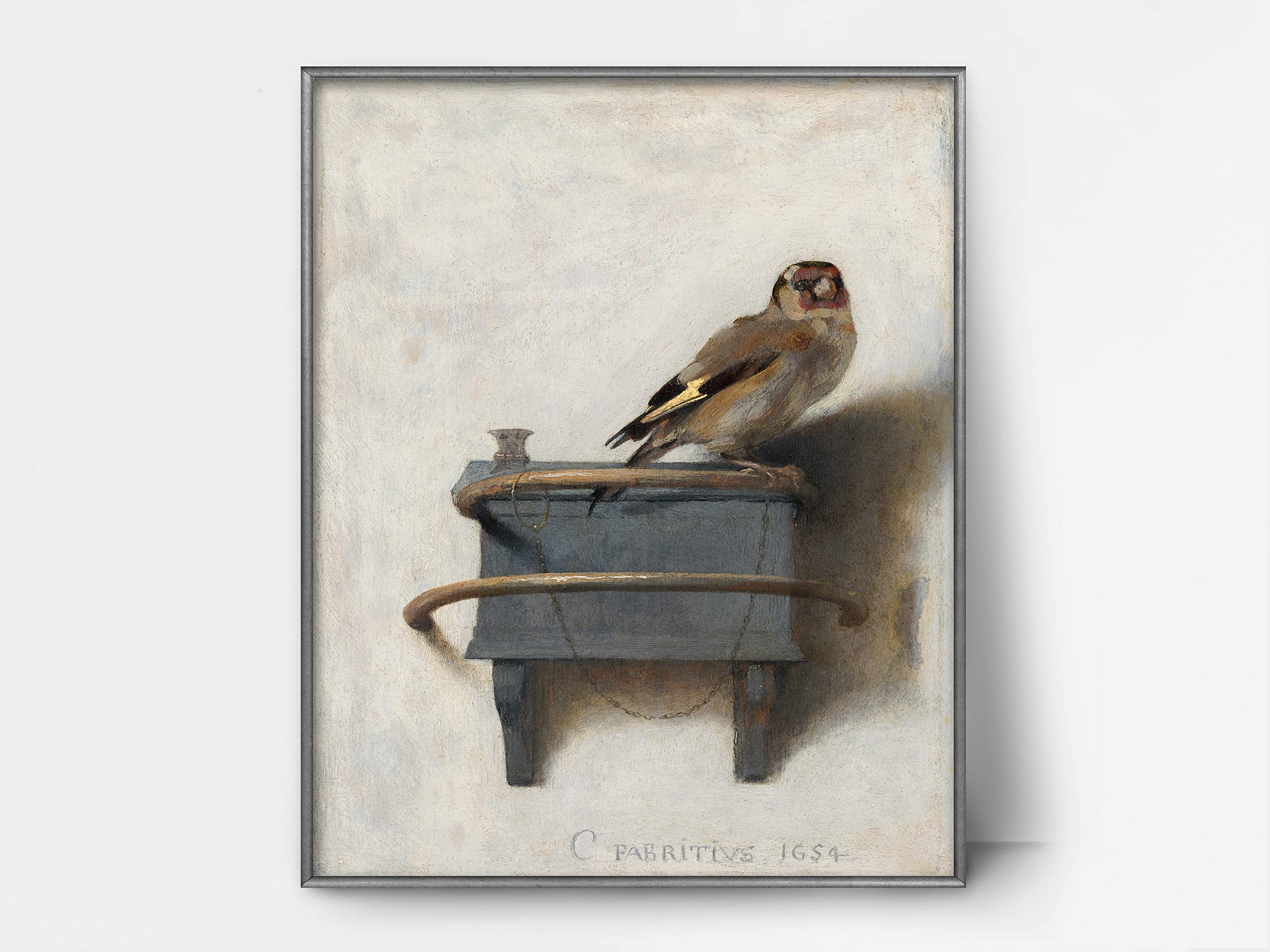 The Goldfinch Print - Vintage Bird Art, Farmhouse Art Print, Dutch Trompe L'oeil - Unframed