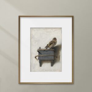 The Goldfinch Print - Vintage Bird Art, Farmhouse Art Print, Dutch Trompe L'oeil - Unframed