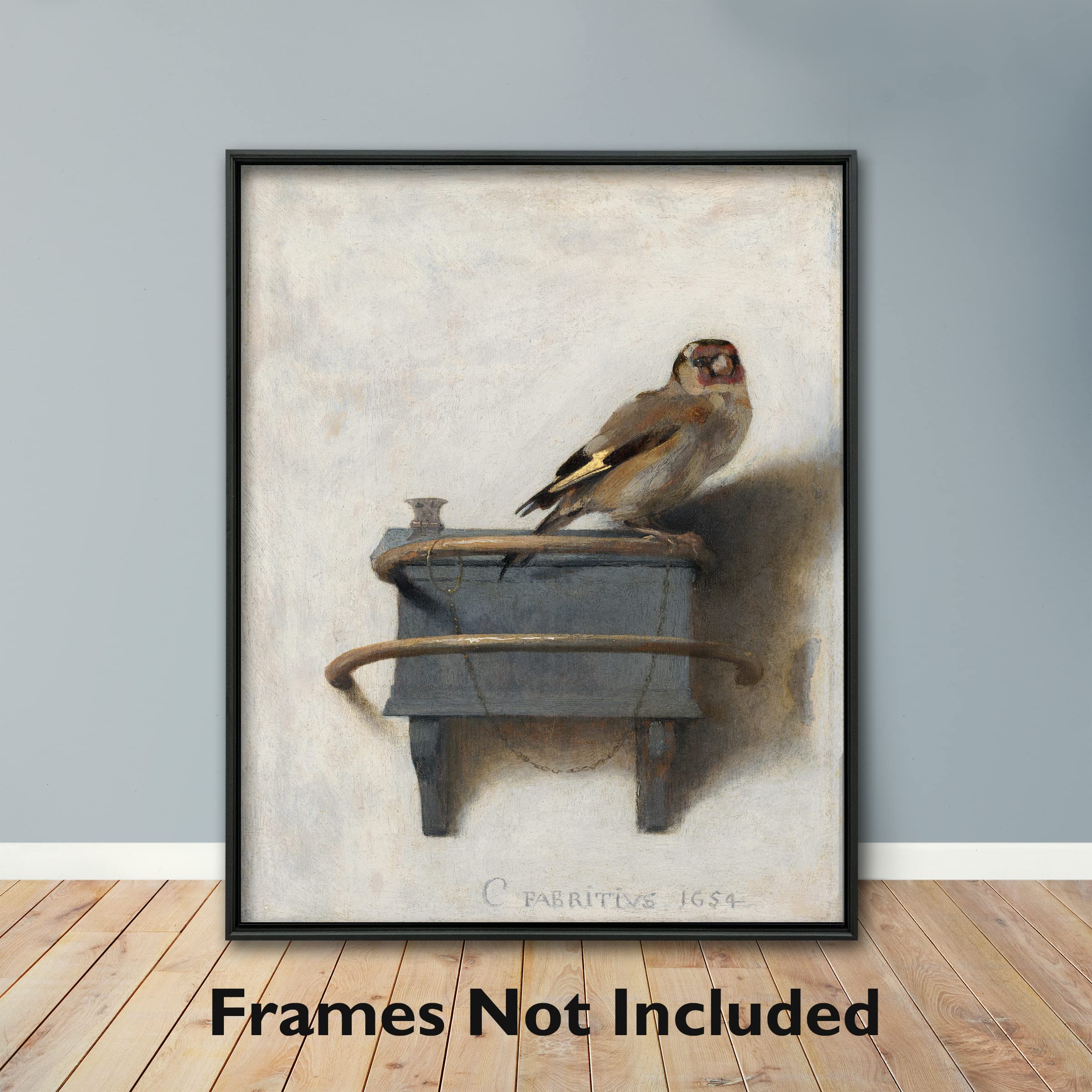 The Goldfinch Print - Vintage Bird Art, Farmhouse Art Print, Dutch Trompe L'oeil - Unframed