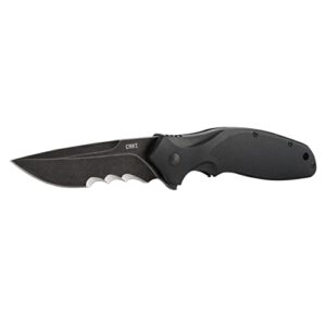 CRKT Shenanigan Black with Veff Serrations Everyday Carry, Serrated Edge Blade, Veff Serrations, Liner Lock, Glass Reinforced Nylon Handle, Pocket Clip K800KKP