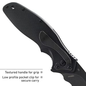 CRKT Shenanigan Black with Veff Serrations Everyday Carry, Serrated Edge Blade, Veff Serrations, Liner Lock, Glass Reinforced Nylon Handle, Pocket Clip K800KKP