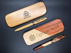 custom engraved wood pen set with maple and rosewood finish, executive pen and box with free personalization