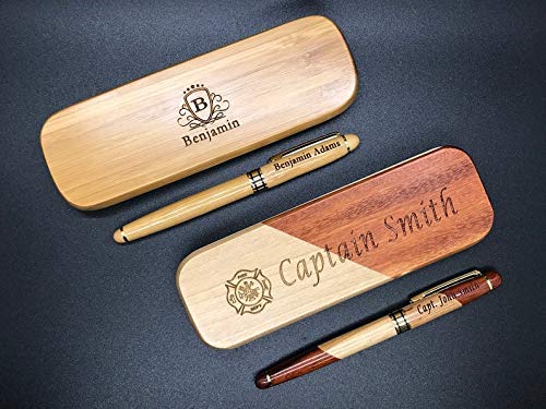 Custom Engraved Wood Pen Set With Maple and Rosewood Finish, Executive Pen and Box With Free Personalization