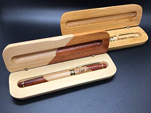 Custom Engraved Wood Pen Set With Maple and Rosewood Finish, Executive Pen and Box With Free Personalization