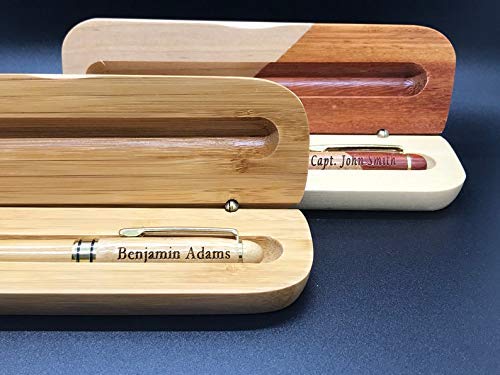 Custom Engraved Wood Pen Set With Maple and Rosewood Finish, Executive Pen and Box With Free Personalization