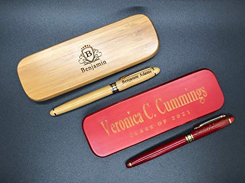 Custom Engraved Wood Pen Set With Maple and Rosewood Finish, Executive Pen and Box With Free Personalization