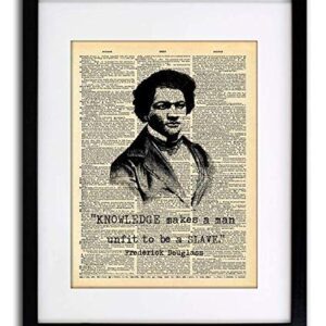 Frederick Douglass - Knowledge Slave Quote Art - Authentic Upcycled Dictionary Art Print - Home or Office Decor (D296)