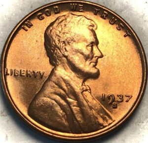 1937 s lincoln wheat cent red gem bu ms penny seller mint state