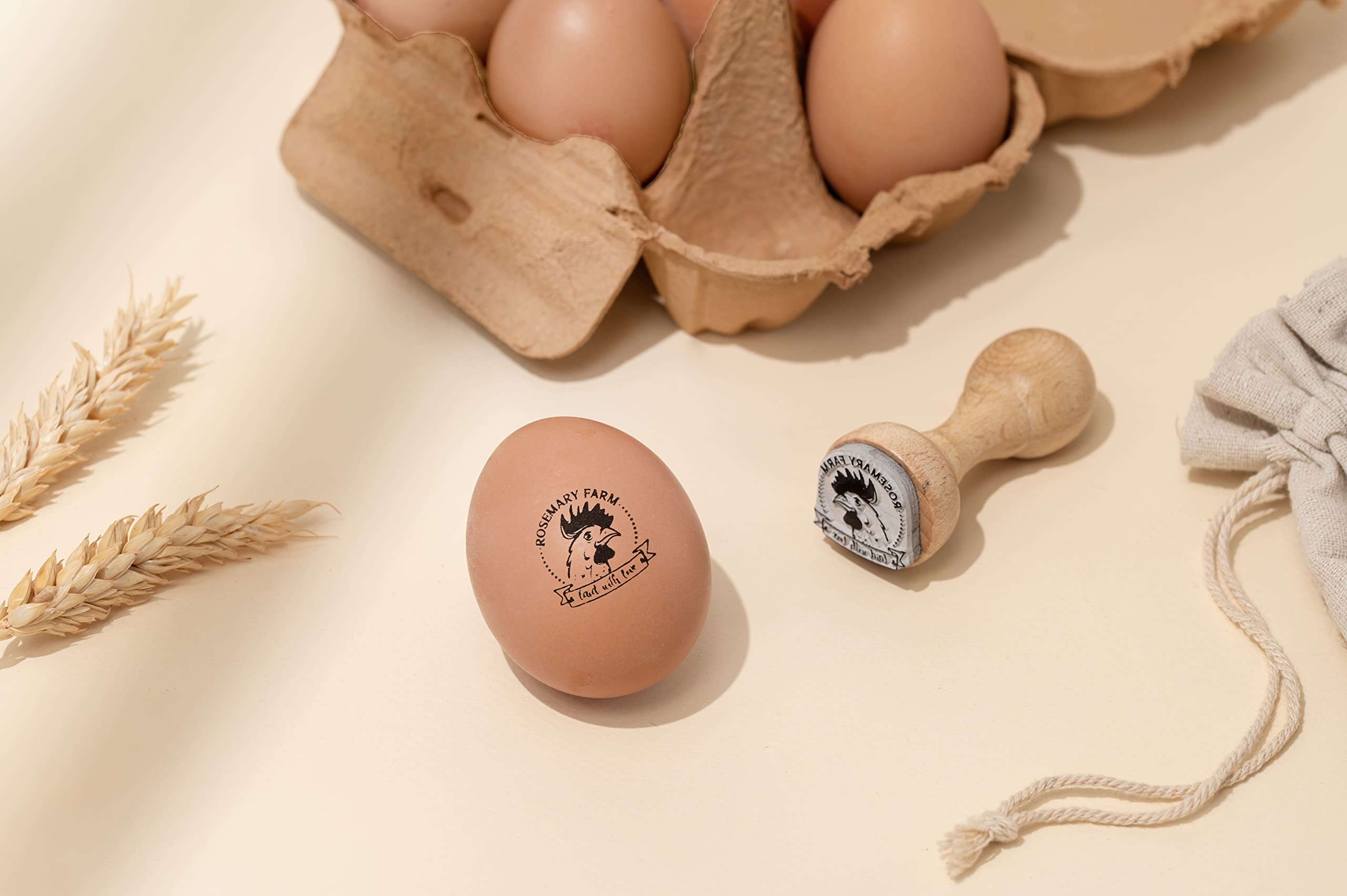 Stamp by Me | Egg Stamp | Chicken Egg Wooden Stamps | Personalized Rubber Stamper for Fresh Eggs | Custom Stamping | Egg Labels | Farm Stamp | Self Inking | Black Ink | Unique Designs| Mini Logo Stamp