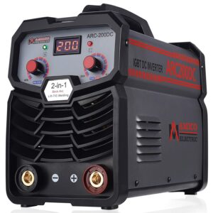 amicoelectric arc-200dc,200 amp stick/lift-tig welder,100-250v wide voltage,80percent duty cycle,compatible with all electrodes,grey