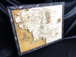 handmade large wooden map compatible with hobbits and middle earth map lotr | set of coasters | map gift idea| decor map | gift idea fantasy map | gift for him | gift for her