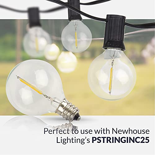 Newhouse Lighting 25 Pack LED Clear G40 Globe Light Bulbs for Outdoor String Lights Fits E12 and C7 Base 1.5 Inch Light Bulbs G40 Replacement Bulbs for Patio Lights (G40LED25)