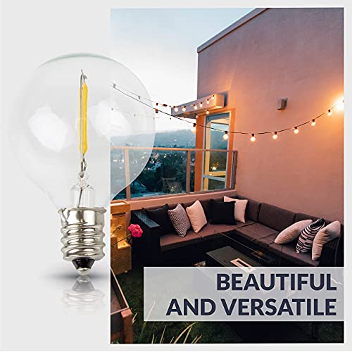 Newhouse Lighting 25 Pack LED Clear G40 Globe Light Bulbs for Outdoor String Lights Fits E12 and C7 Base 1.5 Inch Light Bulbs G40 Replacement Bulbs for Patio Lights (G40LED25)