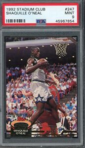 shaquille o'neal 1992 topps stadium club basketball rookie card rc #247 graded psa 9 mint