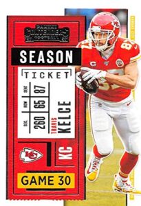 2020 panini contenders season ticket #4 travis kelce kansas city chiefs official nfl football trading card in raw (nm near mint or better) condition