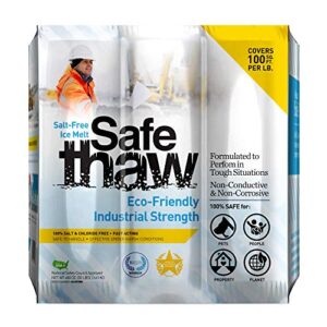 safe thaw industrial strength 100% salt/chloride-free, pet/paw-safe snow & ice melter and traction agent. use on concrete, asphalt, roofs & on any surface, 30 pound flexipail