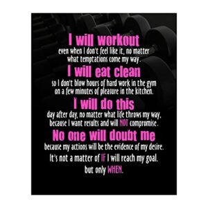 I Will Workout & Eat Clean - MotivationaL Exercise Quotes Wall Art, Inspirational Fitness Art Print Sign, Ideal Positive Decor for Home Decor, Gym Decor, Weight & Locker Room Decor. Unframed- 11x14"