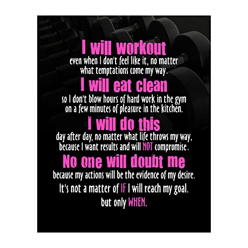 I Will Workout & Eat Clean - MotivationaL Exercise Quotes Wall Art, Inspirational Fitness Art Print Sign, Ideal Positive Decor for Home Decor, Gym Decor, Weight & Locker Room Decor. Unframed- 11x14"