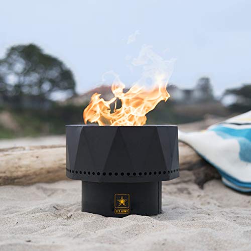 Blue Sky Outdoor Living U.S. Army Ridge Portable Fire Pit, Smokeless Fire Pit with Carrying Bag, Black