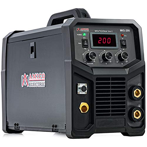 AmicoElectric Amico MIG-200, 200-Amp MIGMAGFlux-coredLift-TIGStick Arc DC Inverter Welder, 115230V Dual Voltage Welding, patible Spool Gun: SPG15250 Grey 7.25x10.25 hes