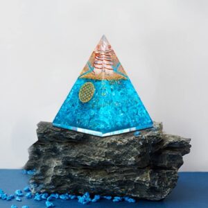 Orgone Pyramid of Success, Aquamarine Orgonite Pyramid is Healing Crystals for Positive Energy, Confidence & Security and Orgonite Pyramid help in Healing Meditation