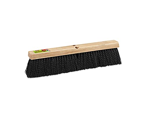 Unvert Black Indoor Push Broom Head – Heavy Duty Hardwood Block – Polypropylene Bristles – Deck Scrub Brush – Two Threaded Handle Holes for Better Assist (14")