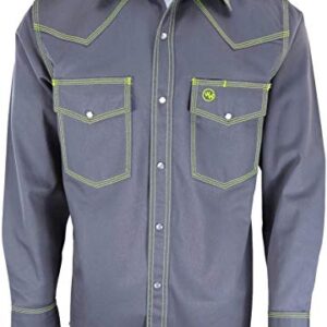 Western Welder Outfitting - Welding Shirt Western Style | Light Weight Tripled-Stitched Welding Shirts, Relaxed Fit (L, Gray/Green)