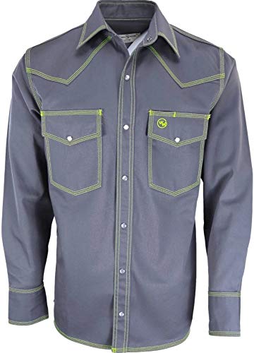 Western Welder Outfitting - Welding Shirt Western Style | Light Weight Tripled-Stitched Welding Shirts, Relaxed Fit (L, Gray/Green)