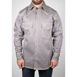 Western Welder Outfitting - Welding Shirt Western Style | Light Weight Tripled-Stitched Welding Shirts, Relaxed Fit (L, Gray/Green)