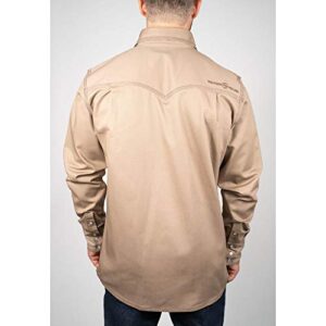 Western Welder Outfitting - Welding Shirt Western Style | Light Weight Tripled-Stitched Welding Shirts, Relaxed Fit, Non FR (XL, Khaki)