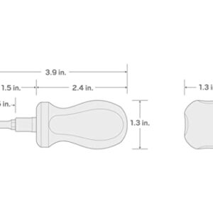 TEKTON 3-in-1 Stubby Phillips/Slotted Driver (#2 x 1/4 in., Red) | DMT17002