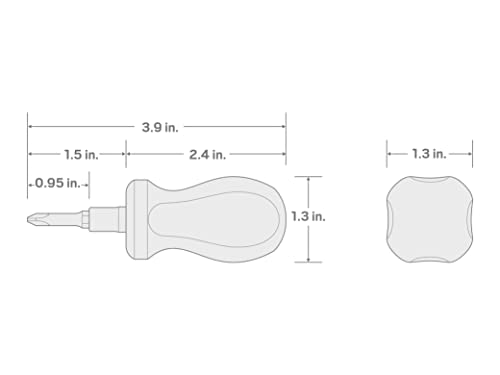 TEKTON 3-in-1 Stubby Phillips/Slotted Driver (#2 x 1/4 in., Black) | DMT13002