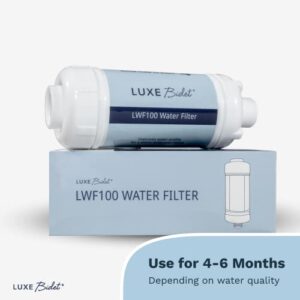 LUXE Bidet 4-in-1 Filtration Water Filter, with PP Cotton, Ion Filtration, and Calcium Salts for Chlorine Removal, with 1/2” Ends Designed to fit NEO Bidets