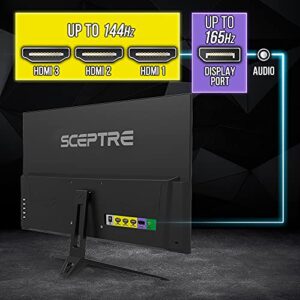 Sceptre 27-inch FHD 1080p IPS Gaming LED Monitor up to 165Hz 144Hz 1ms DisplayPort HDMI, FreeSync FPS RTS Build-in Speakers Gunmetal Black 2022 (E275B-FPT165)