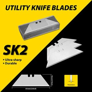 XW Fixed-Blade Utility Knife, Non-Retractable Heavy Duty Drywall Cutter, Extra 10 Blades Included,2-Pack