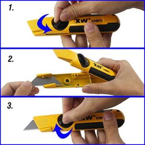 XW Fixed-Blade Utility Knife, Non-Retractable Heavy Duty Drywall Cutter, Extra 10 Blades Included,2-Pack