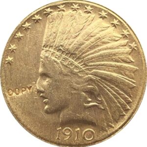 MKIOPNM Exquisite Collection of Commemorative Coins Gold Plated 1910-D $10 Gold Indian Half Eagle Coin Copy US Silver Dollar Commemorative Collectible Coin Crafts