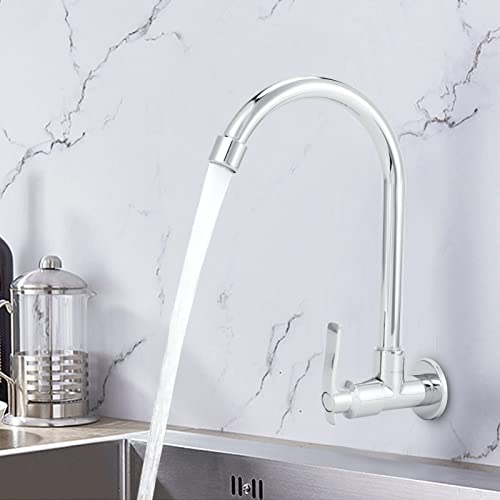 Garosa G1/2 Kitchen Sink Faucet, Wall Mounted Flexible 360 Degree Rotating Sink Faucet, Single Cold Water Tap One Handle,Washbasin Faucet