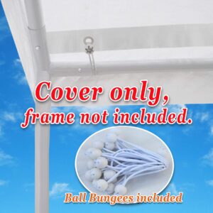 Strong Camel 10 x 20-Feet Carport Replacement Canopy Cover for Tent Top Garage Shelter Cover w Ball Bungees Waterproof (Only Cover, Frame is not Included) (10' x 20' with Edge)