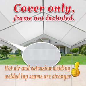 Strong Camel 10 x 20-Feet Carport Replacement Canopy Cover for Tent Top Garage Shelter Cover w Ball Bungees Waterproof (Only Cover, Frame is not Included) (10' x 20' with Edge)