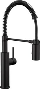delta faucet antoni black kitchen with pull down sprayer, commercial style sink faucet, faucets for sinks, single-handle, magnetic docking spray head, matte 18803-bl-dst