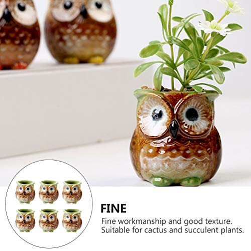 Cabilock 6 Pcs Owl Flower Pot Owl Ceramic Succulent Planter Pots Window Planter Mini Flower Planter Mini Succulent Pot Window Flower Pot Bonsai Pot Succulent Vase Indoor Ceramics Animal