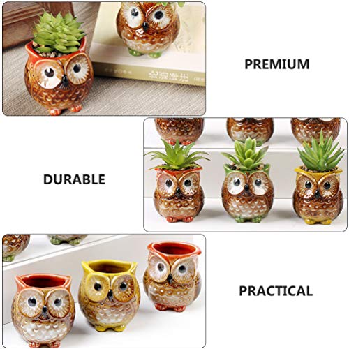 Cabilock 6 Pcs Owl Flower Pot Owl Ceramic Succulent Planter Pots Window Planter Mini Flower Planter Mini Succulent Pot Window Flower Pot Bonsai Pot Succulent Vase Indoor Ceramics Animal