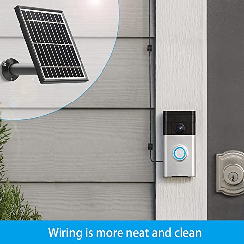 Solar Panel Compatible with Video Doorbell 1/newest generation(2020 Release-1080p), Waterproof Charge Continuously,5 V/ 3.5 W (Max) Output, Includes Secure Wall Mount,5.0M/16 ft Power Cable