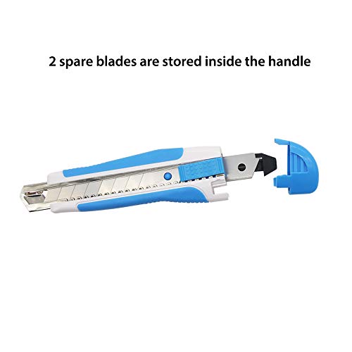 XW Snap-off Utility Knife,18mm Razor Blade Auto-lock Retractable Box Cutter of Assorted Colors, Total 12 Blades, 4-Pack