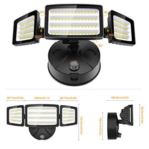 Onforu 55W Security Lights Dusk to Dawn, 5500LM Bright LED Flood Light with Photocell, 3 Adjustable Heads Exterior Floodlight, IP65 Waterproof 6500K Daylight White Outdoor Light for Garage Yard Patio