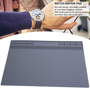 zjchao 9.8 x 13.8 Inch Electronics Repair Work Mat, Non-Slip Rubber Watch Repair Table Pad Watchmaker Maintenance Accessory for Watch Phone Laptop Electronic Repairs Gray