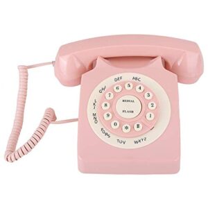 retro phone, corded landline phone, vintage old fashion large numeric keypad wired telephone for home, office, hotel